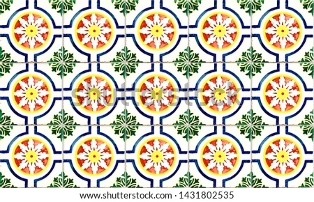 Seamless Portugal or Spain Azulejo Tile Background. High Resolution.
