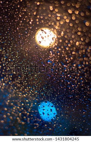 Beautiful Raindrop Night Bokeh with bokeh blur background