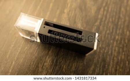 USB 3.0 Flash Drive on wood background