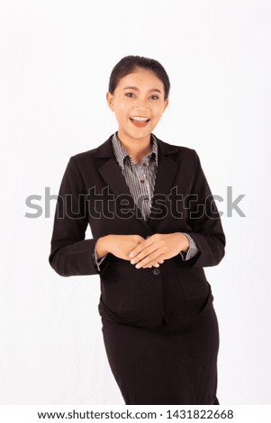Portrait asian beauty business woman isolated white background.