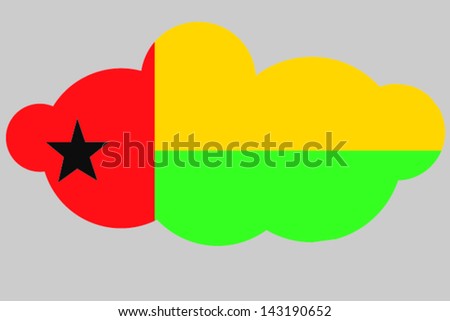 A vector illustration of the flag of Guinea Bissau in the shape of a cloud
