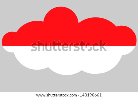 A vector illustration of the flag of Indonesia in the shape of a cloud