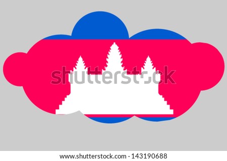 A vector illustration of the flag of Cambodia in the shape of a cloud