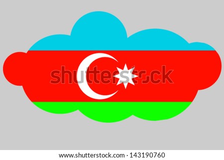 A vector illustration of the flag of Azerbaijan in the shape of a cloud