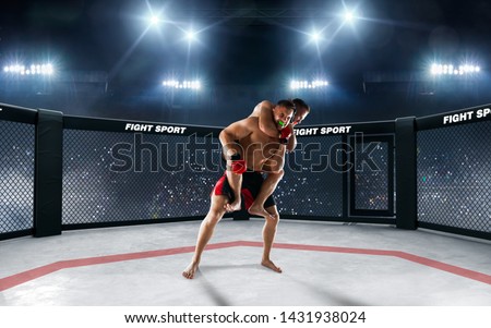 MMA fighters on ring. Fighting Championship.