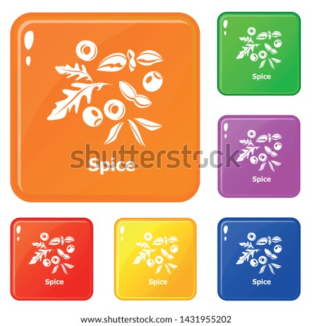 Spice icons set collection vector 6 color isolated on white background