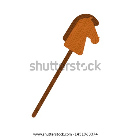 Horse stick toy wooden. Child game vector