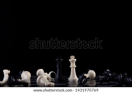 Business strategy concept. Chess strategy idea on black background. Start up business planning Strategy idea with chess game. Business winning with planning management.
