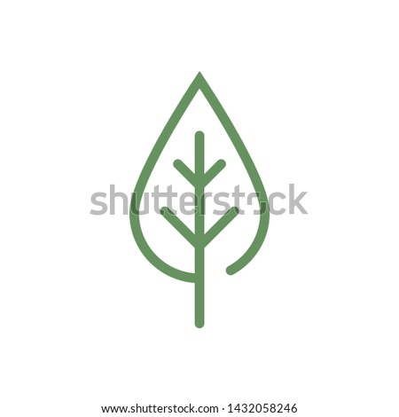 Flat colored linear leaf icon. Vector leaf icon on white background