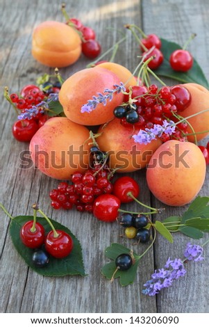 apricot and other fruit on a table