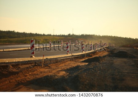 Construction  road  concrete highway evening sunrise