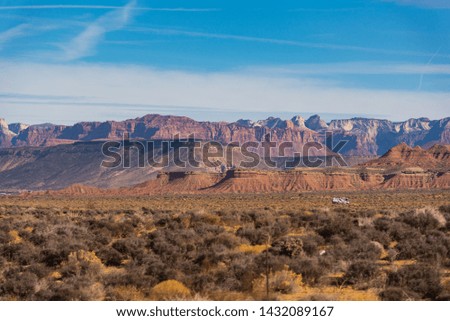 Utah scenery of red rock mountains and the canyon