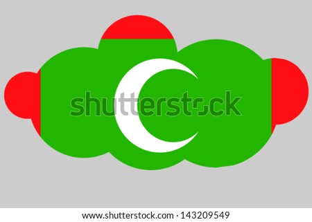 A vector illustration of the flag of Maldives in the shape of a cloud