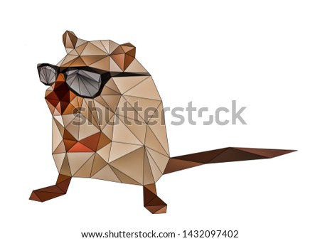 Mouse with sunglasses painted in polygon