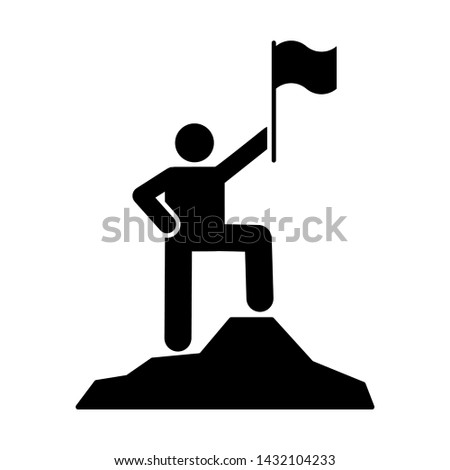 Man adventure flag mountain icon. Element of pictogram adventure illustration
