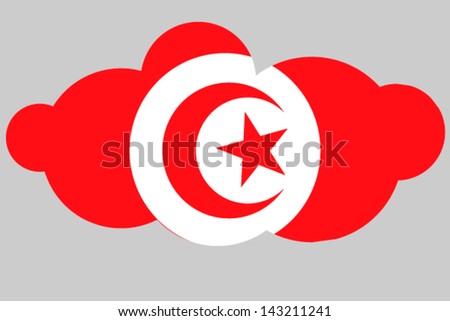 A vector illustration of the flag of Tunisia in the shape of a cloud
