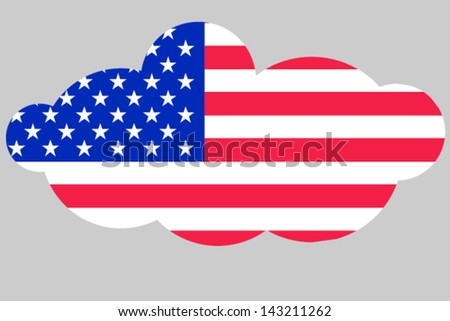 A vector illustration of the flag of United States of America in the shape of a cloud