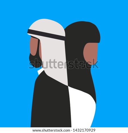 Design concept picture of arabian man and arabian woman. Can use for website and mobile website and application. Vector illustration with background. Flat style.