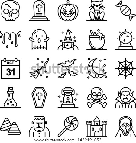Halloween icons pack. Isolated halloween symbols collection. Graphic icons element