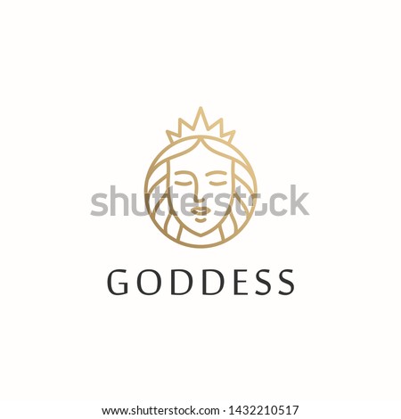 beautiful goddess outline vector logo design Royalty-Free Stock Photo #1432210517