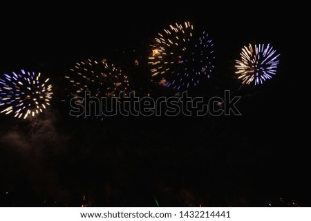 Real Fireworks on Deep Black Background Sky on Fireworks festival show before The independence day on 4 of July