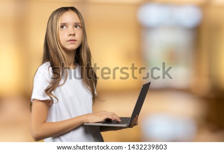 girl with laptop. close up