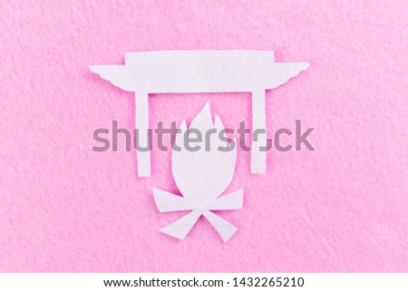 Fire place cartoon styled. pink background