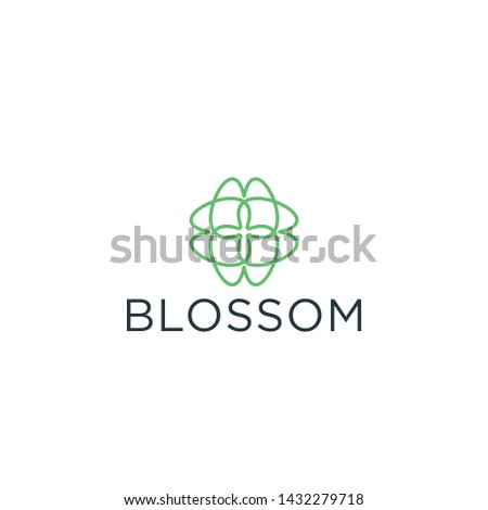 line Blossom Flower Logo Design Template