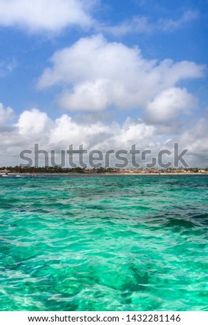 CARIBBEAN SEA AND HORIZON OF HEAVEN AND CLOUDS IN THE DOMINICAN CARIBBEAN