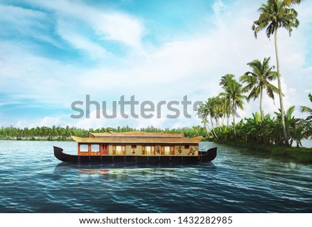Houseboat on Kerala backwaters,kerala,india - IMAGE  Royalty-Free Stock Photo #1432282985
