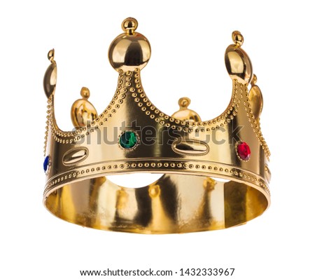 Gold Crown with jewel isolated isolated on white background Royalty-Free Stock Photo #1432333967