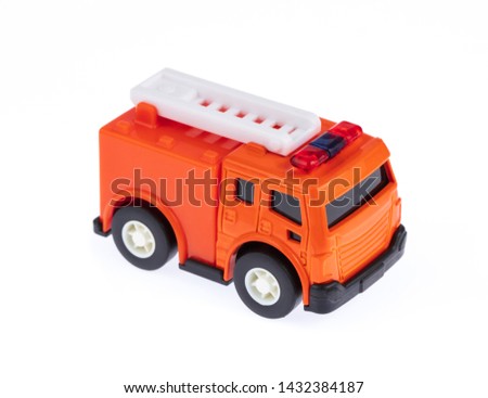 Toys Fire Truck isolated on a white background.