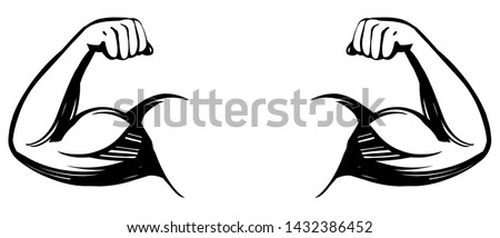 arm, bicep, strong hand icon cartoon hand drawn vector illustration sketch Royalty-Free Stock Photo #1432386452