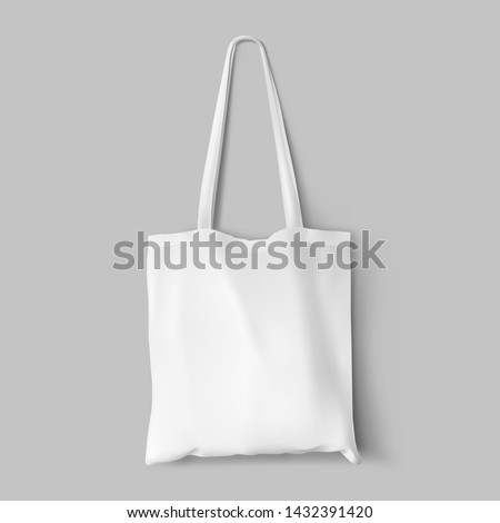 Textile tote bag for shopping mockup. Vector illustration isolated on grey background. Can be use for your design. EPS10.	 Royalty-Free Stock Photo #1432391420