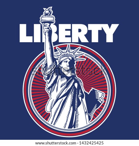 American Liberty Statue Icon Emblem Vector