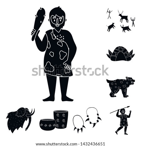 Vector illustration of survival and primeval logo. Set of survival and stone stock vector illustration.