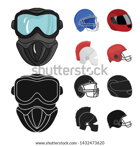 Vector illustration of helmet and sport icon. Collection of helmet and moto vector icon for stock.