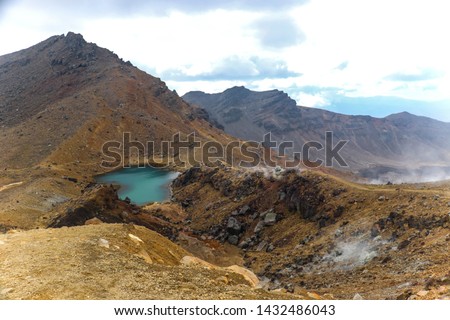 Landscape view of colorful Emerald lakes and volcanic landscape, Tongariro national park in north island of New Zealand