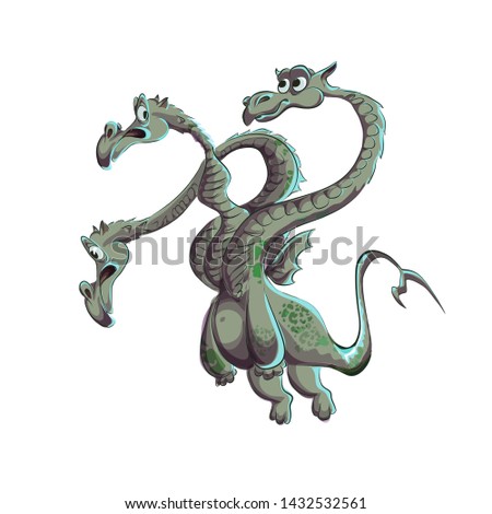 dragon, snake, drawing hands, fantastic character on a white background