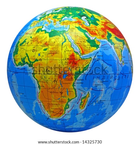 image of earth in a center Africa with inscriptions in Ukrainian language