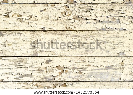 Peeling paint on white old wooden table, background