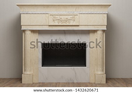 Elegant stone fireplace in light home interior