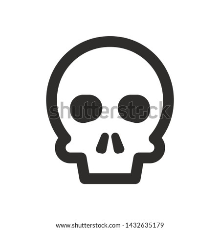 Skull vector icon. Style is flat rounded symbol, rounded angles, white background.