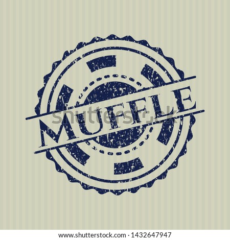 Blue Muffle distress rubber stamp with grunge texture