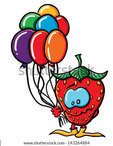 Funny cartoon strawberry on the white background
