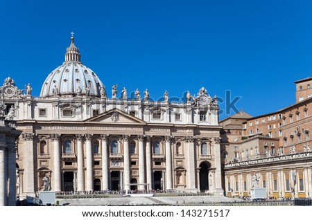 Vatican. The area before St. Peter's Cathedral Royalty-Free Stock Photo #143271517