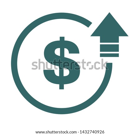 Cost symbol dollar increase icon. Vector symbol image isolated on background .