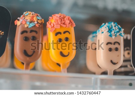Ice cream stick with the face symbol, cute dessert