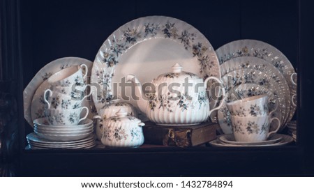

Antique English Tea Sets .old vintage tea set .tea coffee porcelain set decoration. live style idea . 