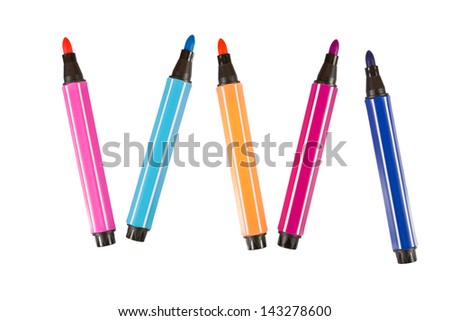 Multicolored Felt-Tip Pens isolated on a white background Royalty-Free Stock Photo #143278600